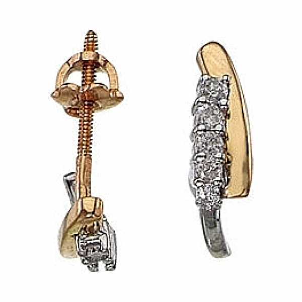 Золотые серьги с бриллиантом № 3697