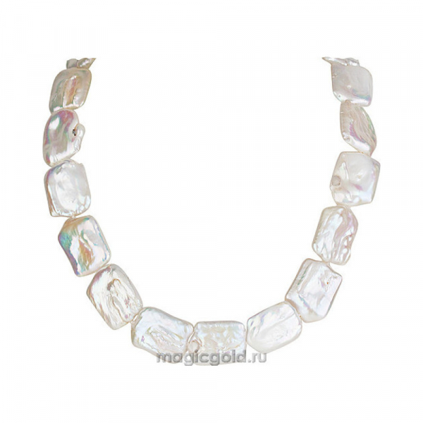 Серебряное колье с барочным жемчугом и фианитом № 162201