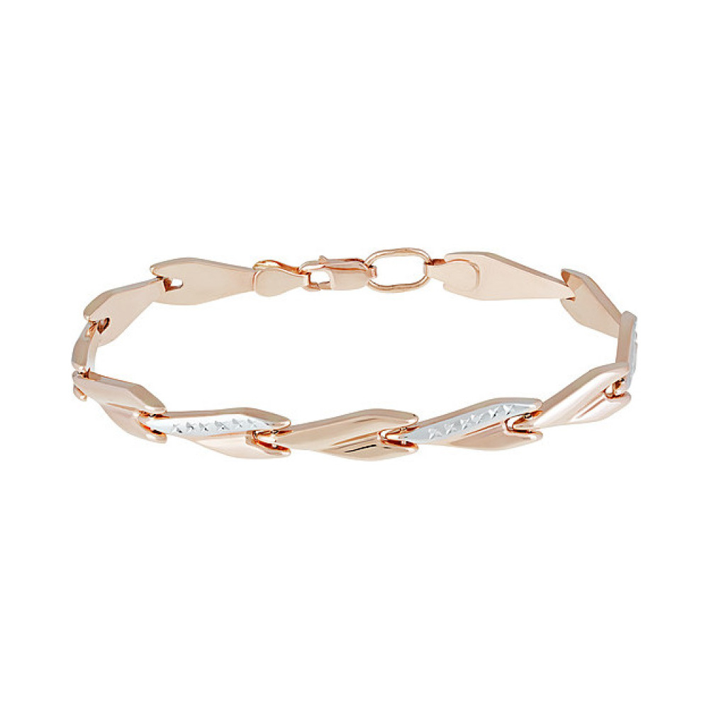 Золотой браслет без камня с алмазкой № 136866