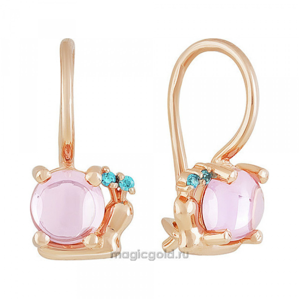 Золотые серьги с фианитом № 156413