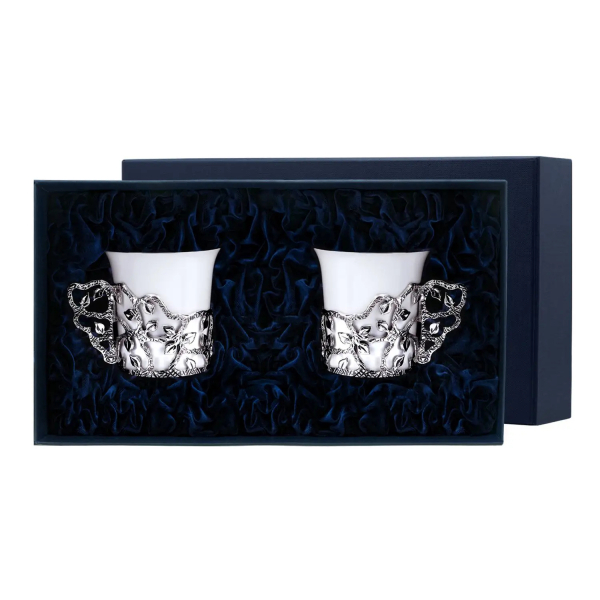 Чашка кофейная Листопад из серебра 925 пробы