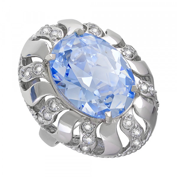 Серебряное кольцо с фианитом № 123142