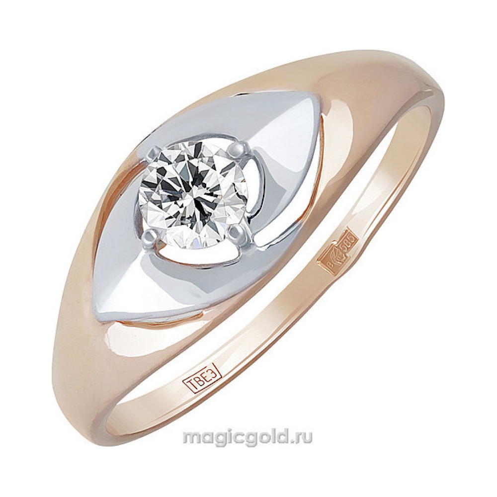 Золотое кольцо с фианитом № 139939