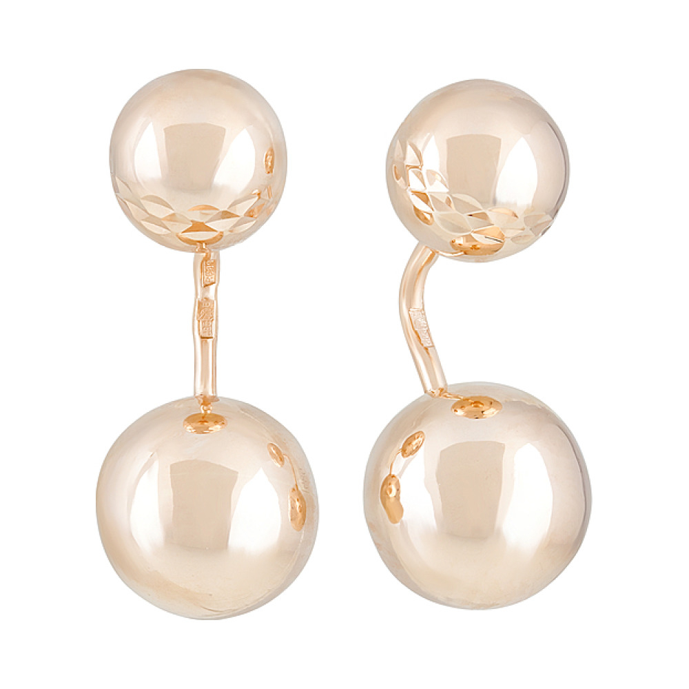 Золотые серьги без камня с алмазкой № 124370