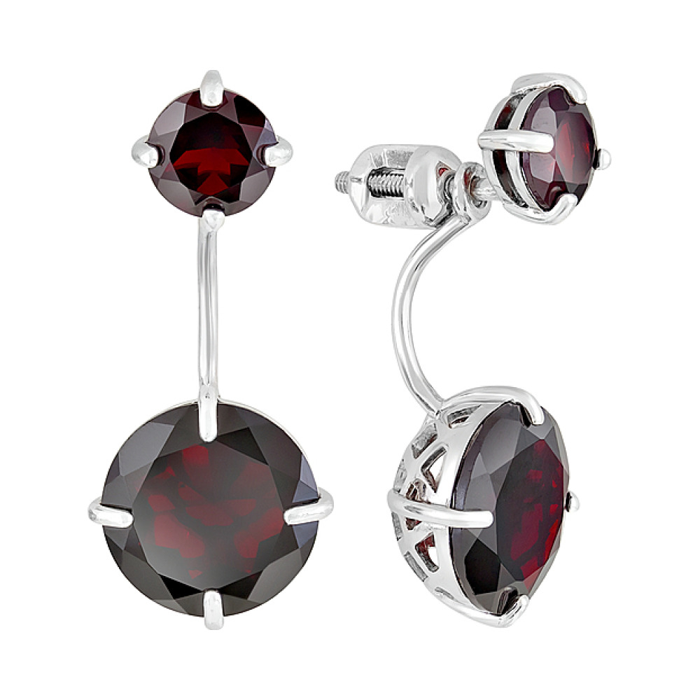 Серебряные серьги с гранатом № 126312