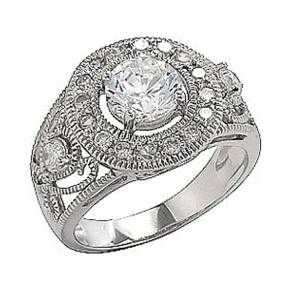 Серебряное кольцо с фианитом № 75152