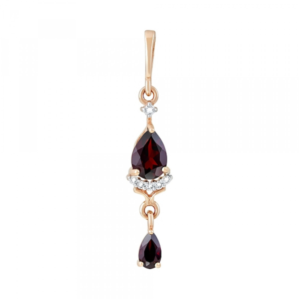 Золотая подвеска с гранатом и фианитом № 119456