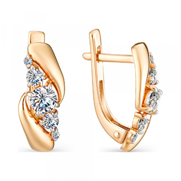 Золотые серьги с фианитом № 156400