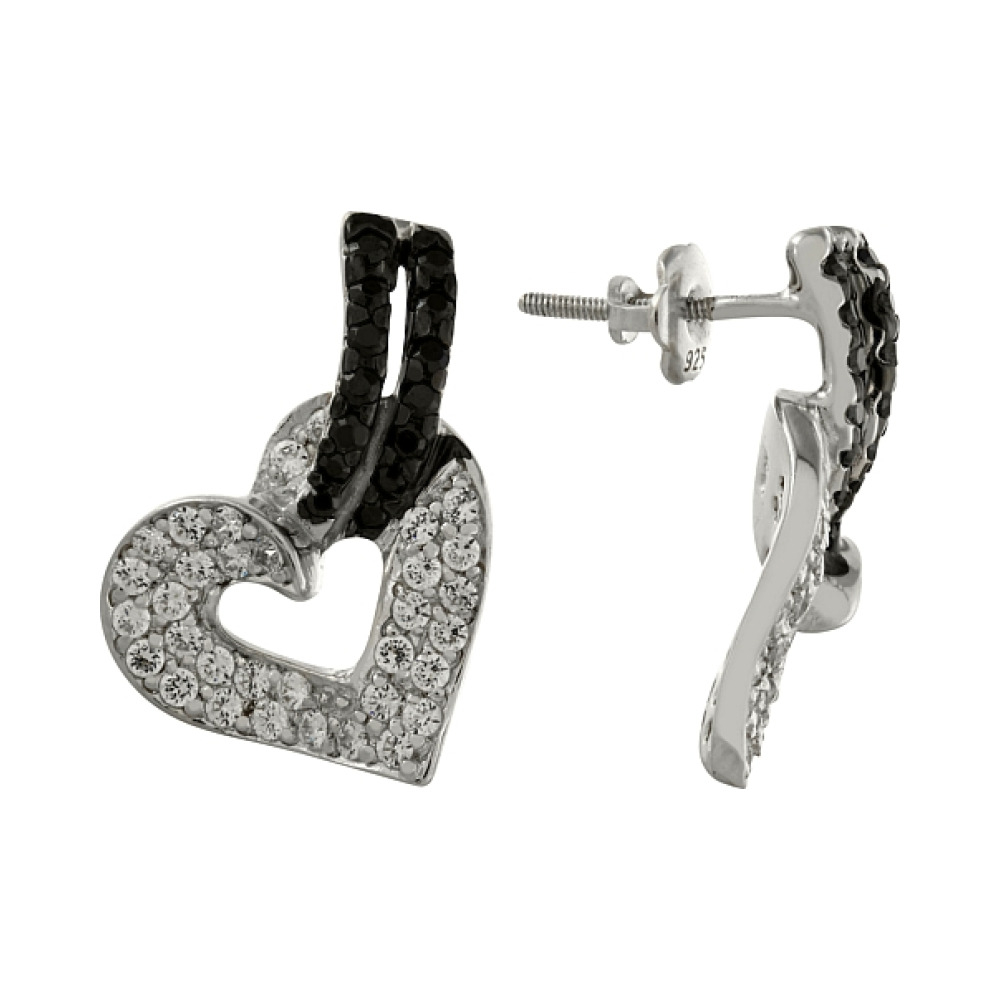 Серебряные серьги с фианитом № 83218