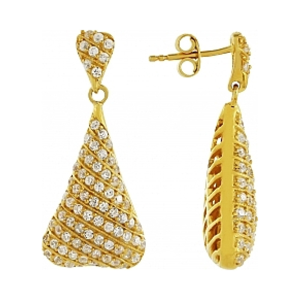 Серебряные серьги с фианитами № 105066