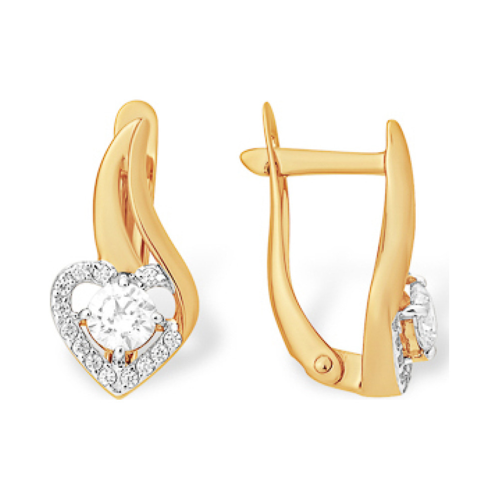 Золотые серьги с фианитом № 163210