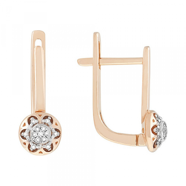 Золотые серьги с бриллиантом № 112865