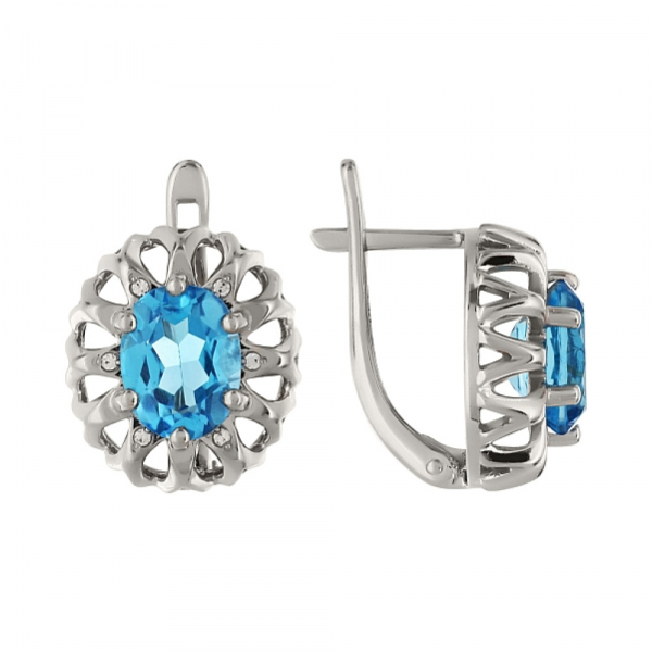 Золотые серьги с топазом и фианитом № 40445