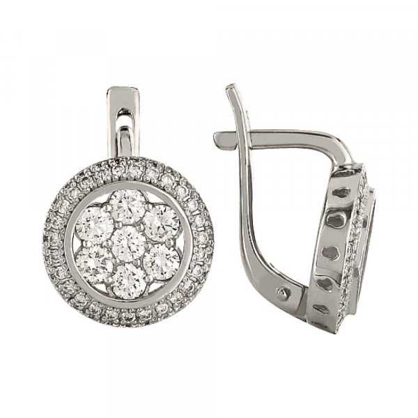 Золотые серьги с бриллиантом № 96348