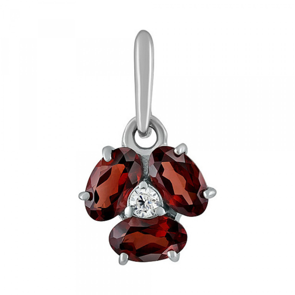 Серебряная подвеска с гранатом и фианитом № 132818
