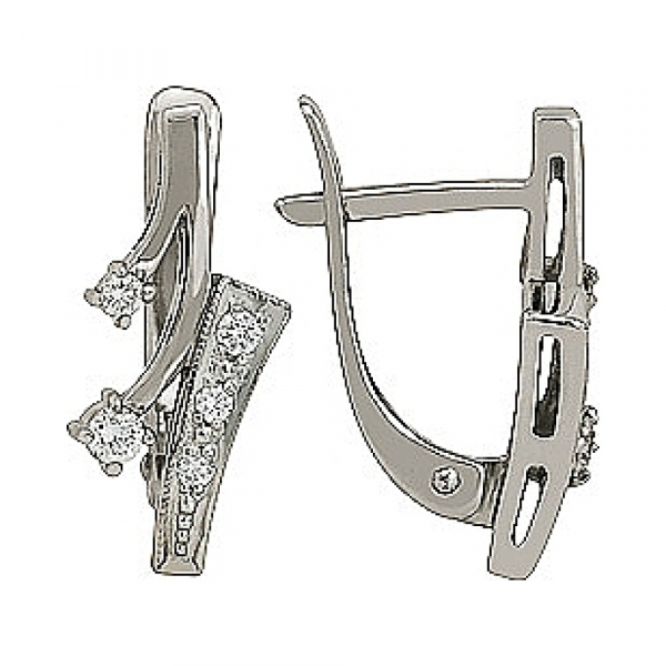 Золотые серьги с бриллиантом № 75376