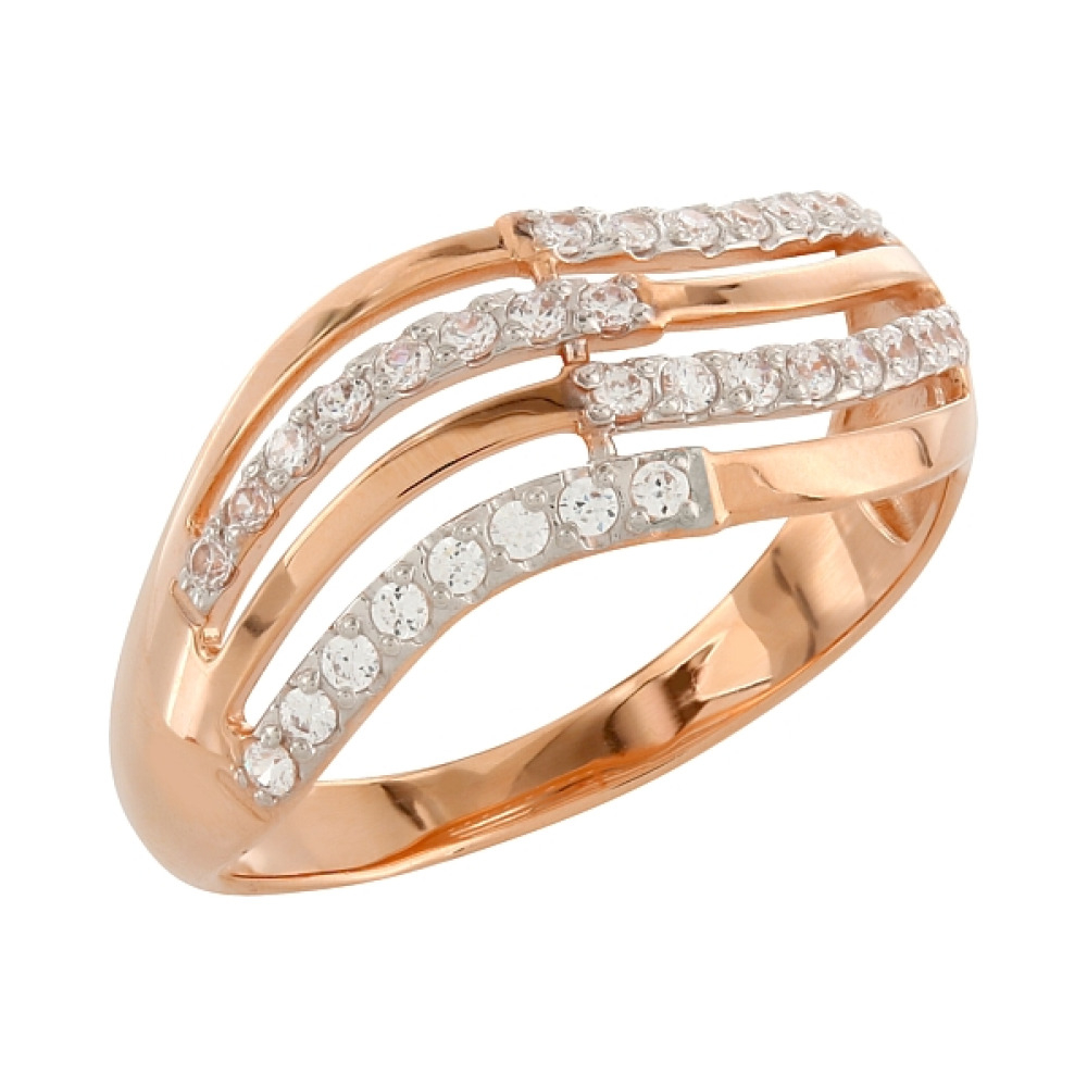 Золотое кольцо с фианитами № 103548