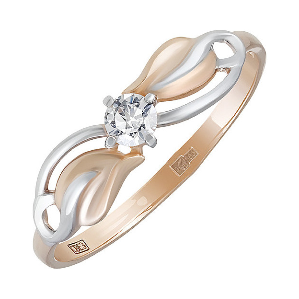 Золотое кольцо с фианитом № 136008