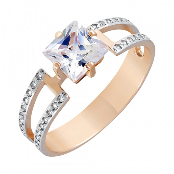 Золотое кольцо с фианитами № 121580