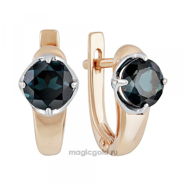 Золотые серьги с топазом и фианитом № 139244