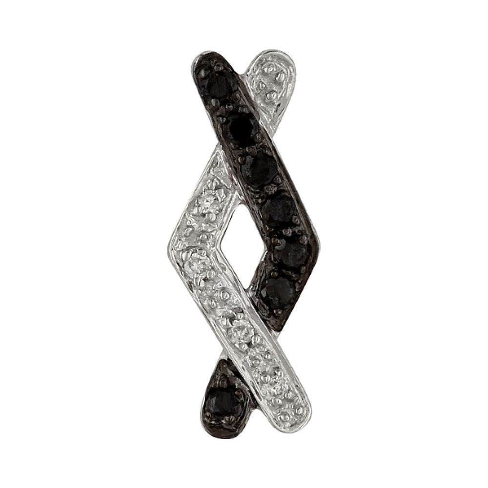 Золотая подвеска с чёрными и белыми бриллиантами № 98114