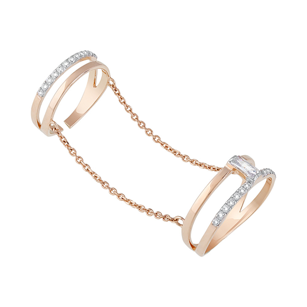 Золотое кольцо с фианитами № 129065