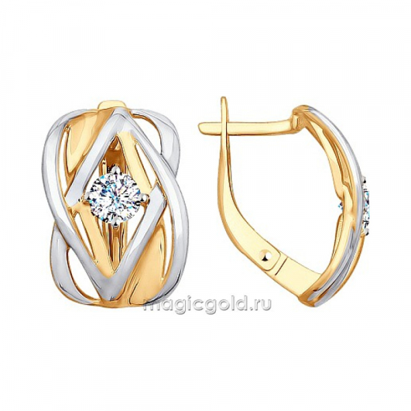 Золотые серьги с фианитом № 162097