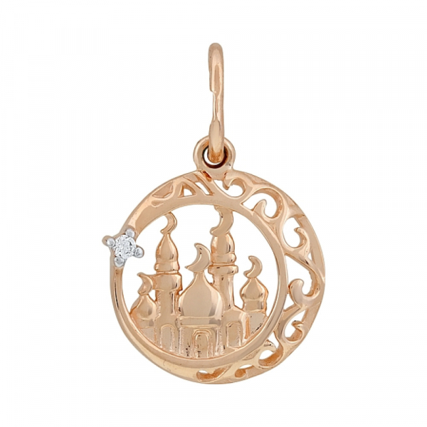 Золотая подвеска с фианитом № 115655