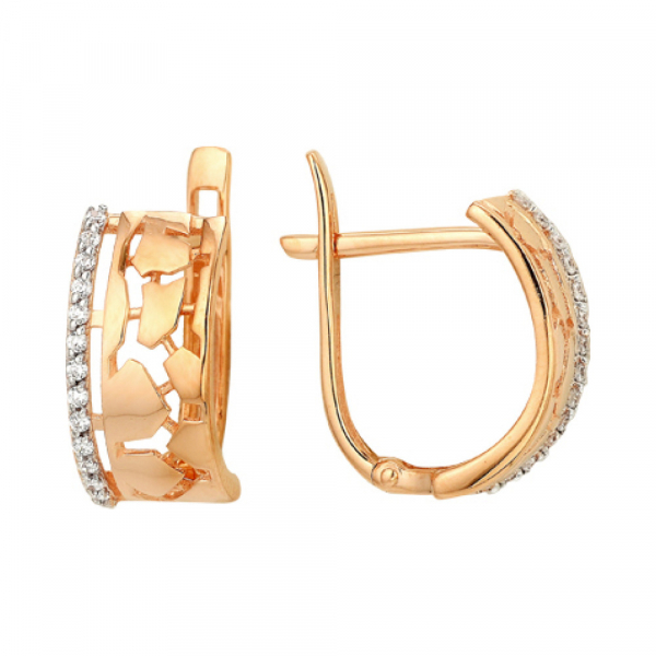 Золотые серьги с фианитом № 140757