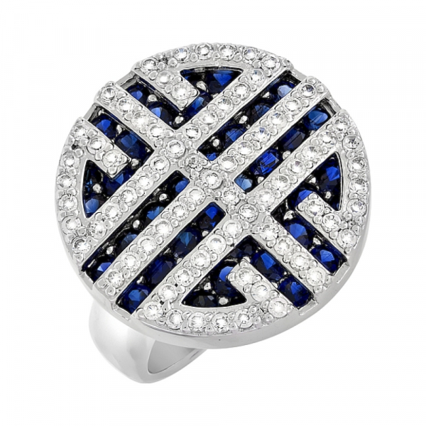 Серебряное кольцо с имитац. корунда и фианитом № 100923