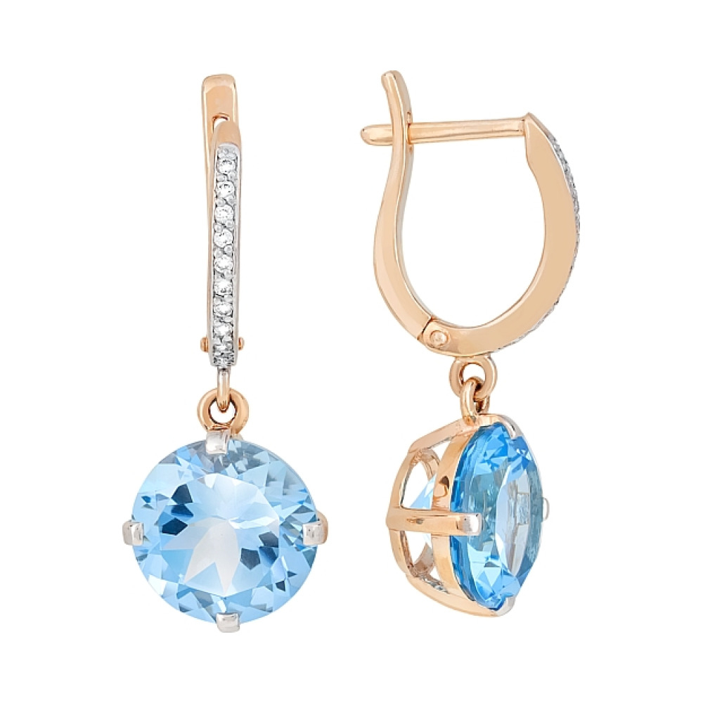 Золотые серьги с топазом и фианитом № 105657