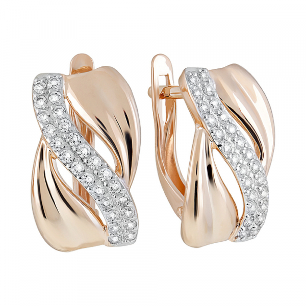 Золотые серьги с фианитами № 126436