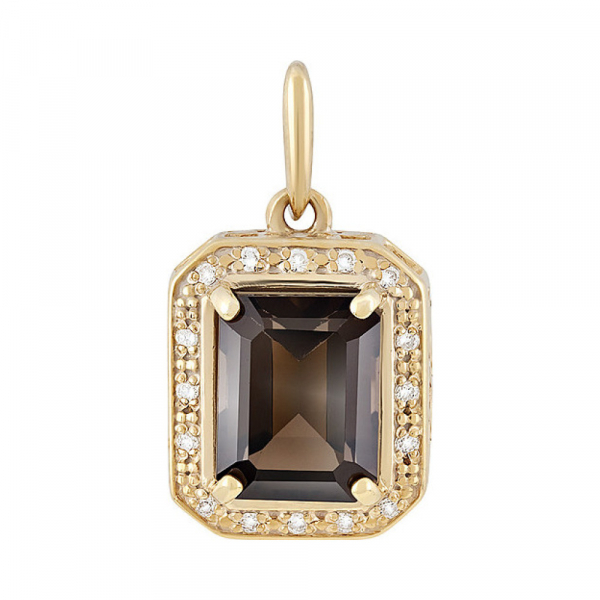 Серебряная подвеска с раухтопазом, фианитом и золотым покрытием № 132907