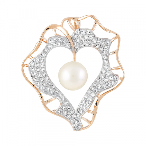 Золотая подвеска с жемчугом и фианитом № 128803