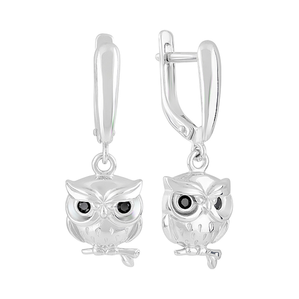 Серебряные серьги с фианитом № 128670