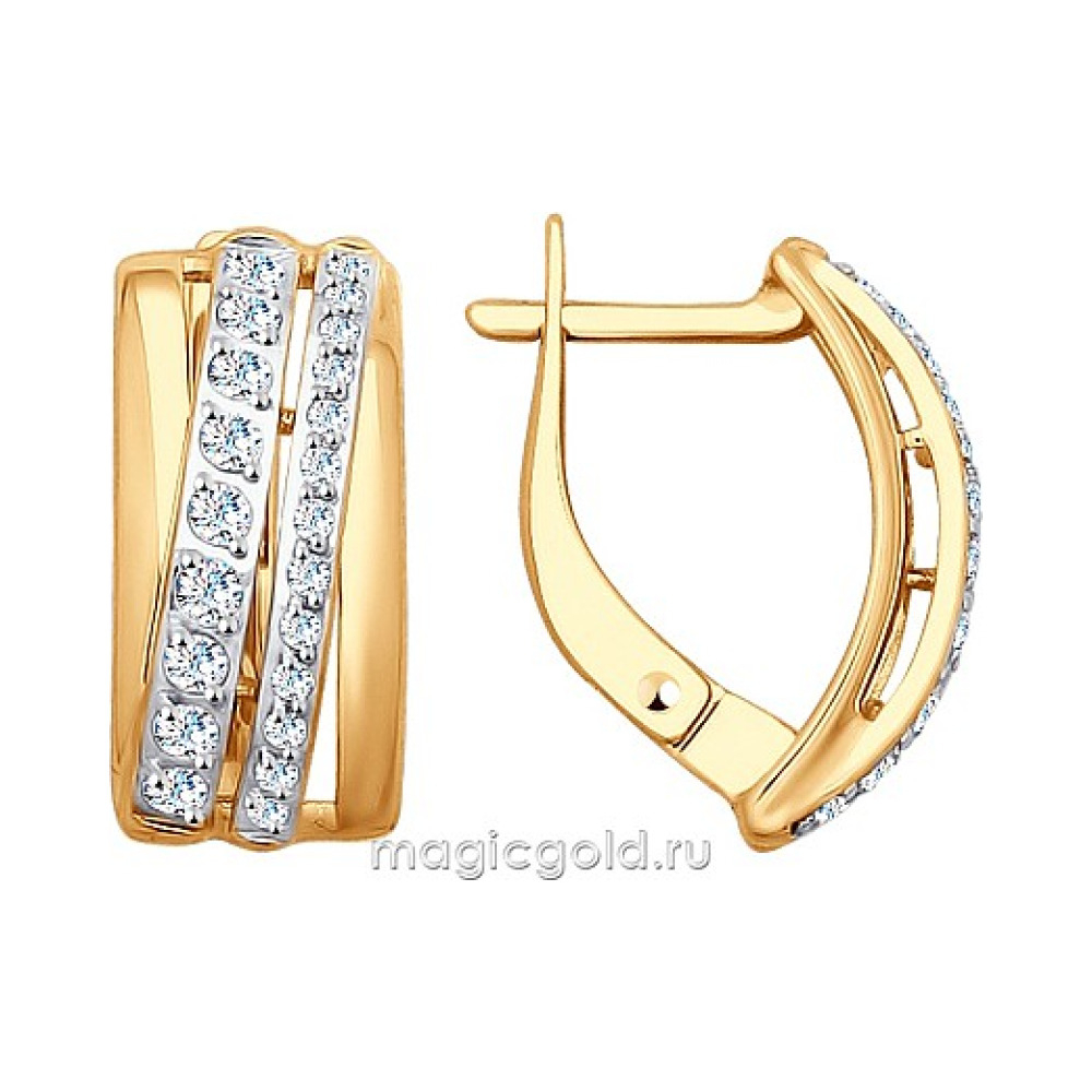 Золотые серьги с фианитом № 165873