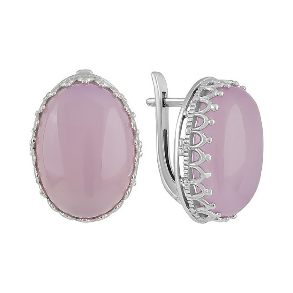 Серебряные серьги с розовым ониксом № 128112