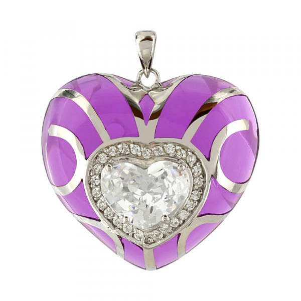 Серебряная подвеска с фианитом и кауч. вставками № 106739