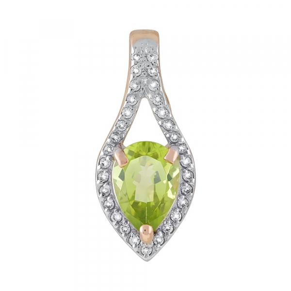 Золотая подвеска с хризолитом и фианитом № 119678