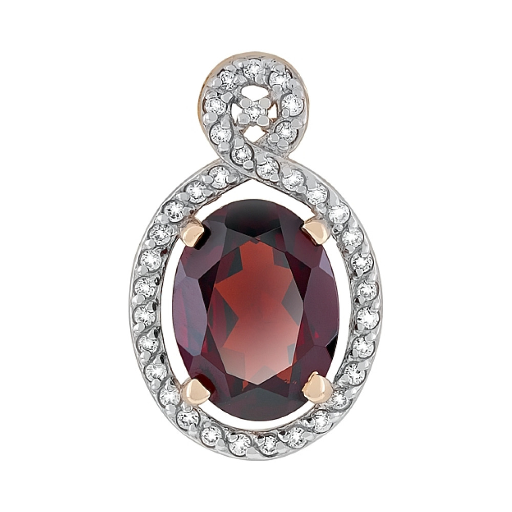 Золотая подвеска с гранатом и фианитом № 118913