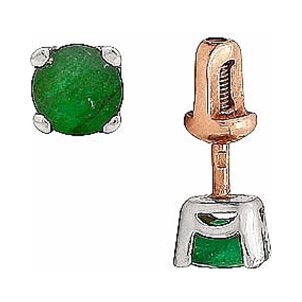 Пуссеты с изумрудом № 28062