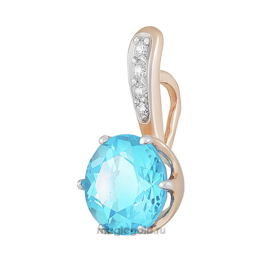 Золотая подвеска с топазом и фианитом № 153438