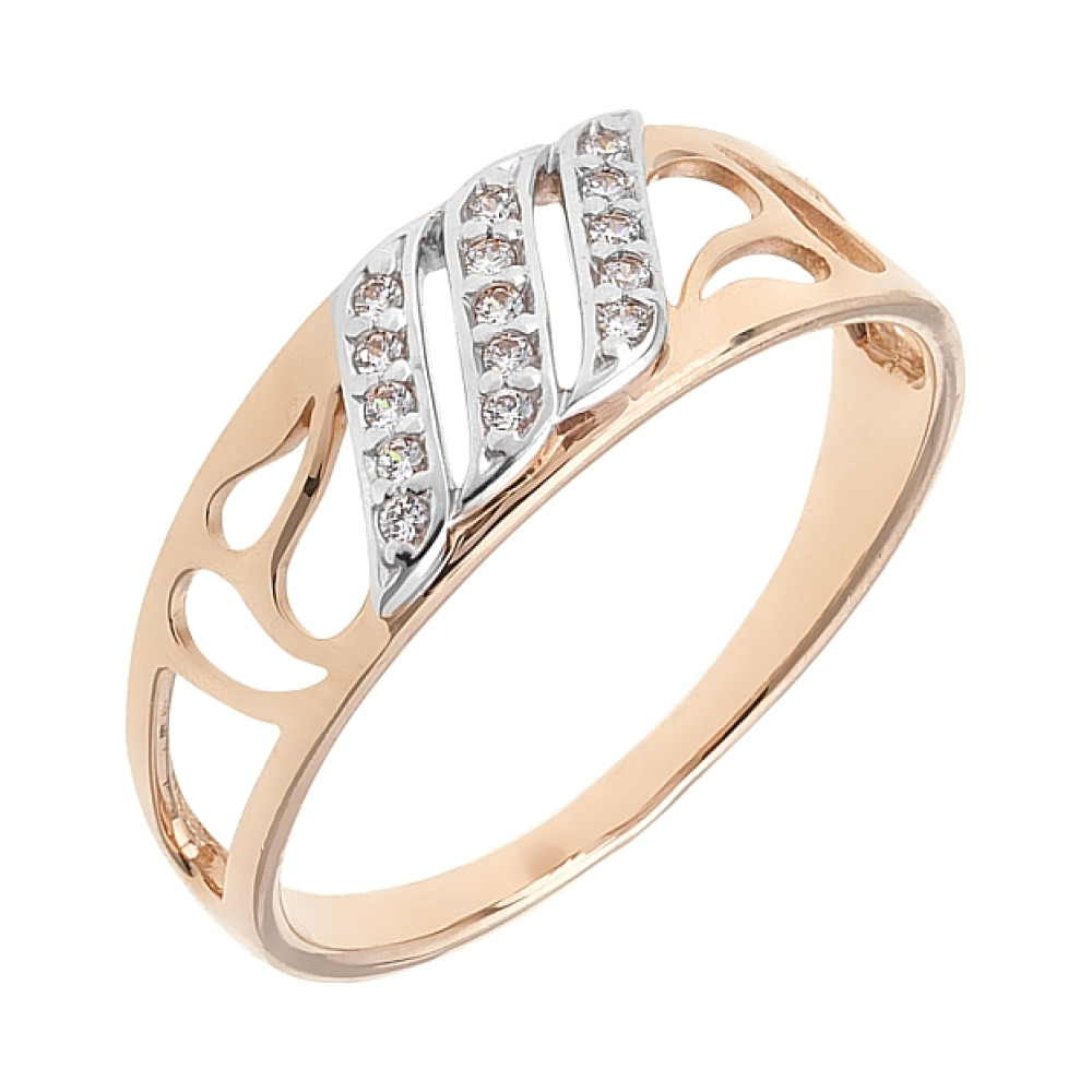 Золотое кольцо с фианитами № 101919