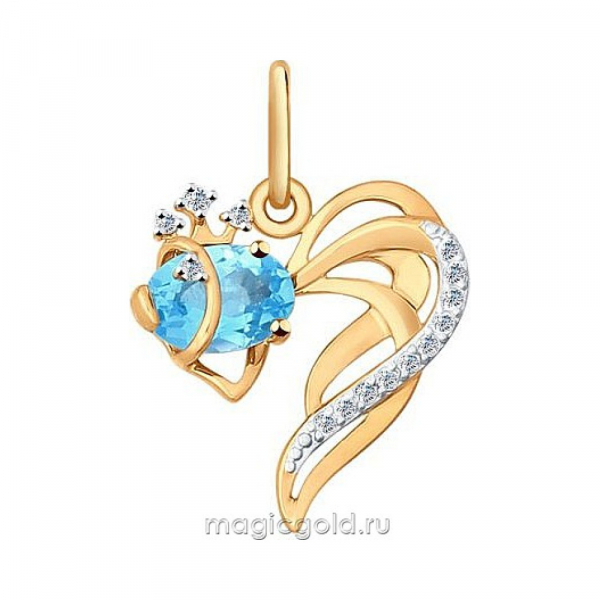 Золотая подвеска с топазом и фианитом № 156728
