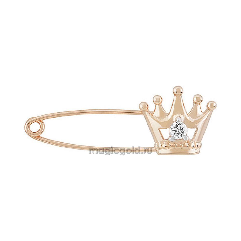 Золотая брошь с фианитом № 155627