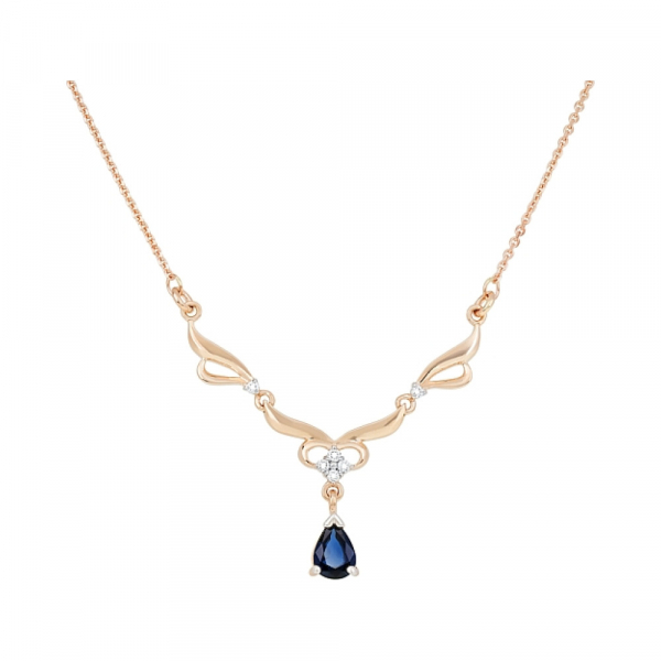 Золотое колье с бриллиантом и сапфиром № 116064