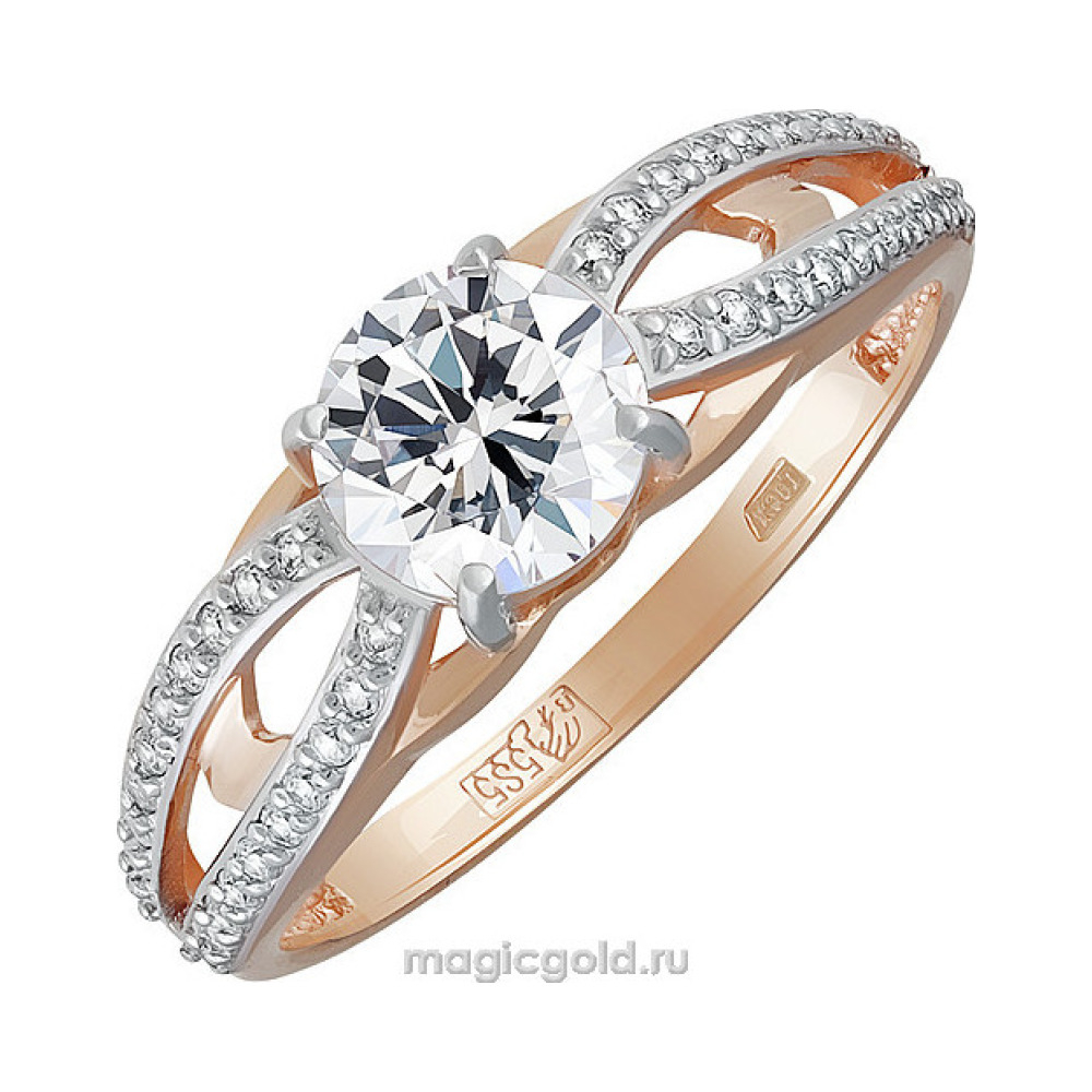 Золотое кольцо с фианитом № 137803