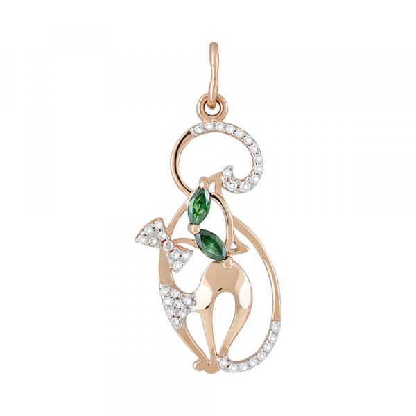 Золотые серьги с топазом и фианитом № 139851