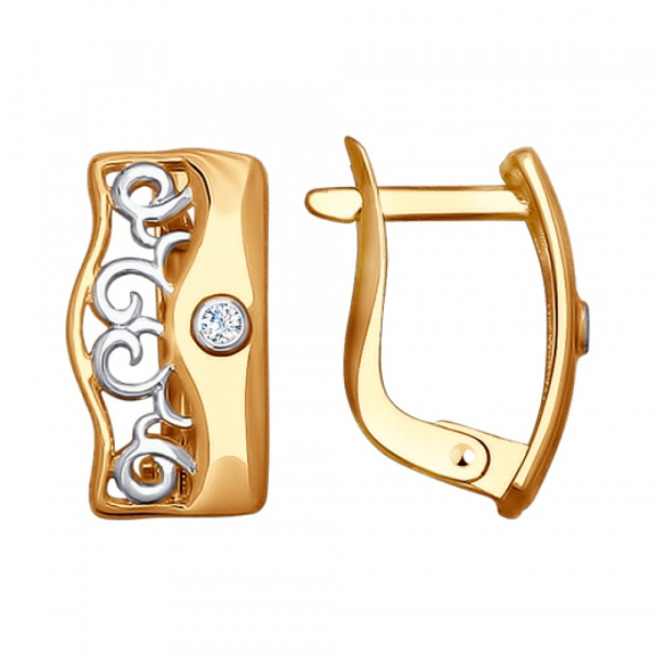 Золотые серьги с фианитом № 140944