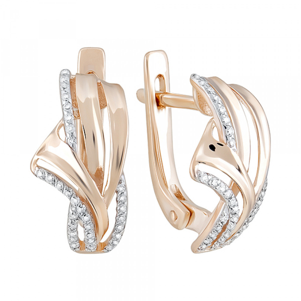 Золотые серьги с фианитами № 124197